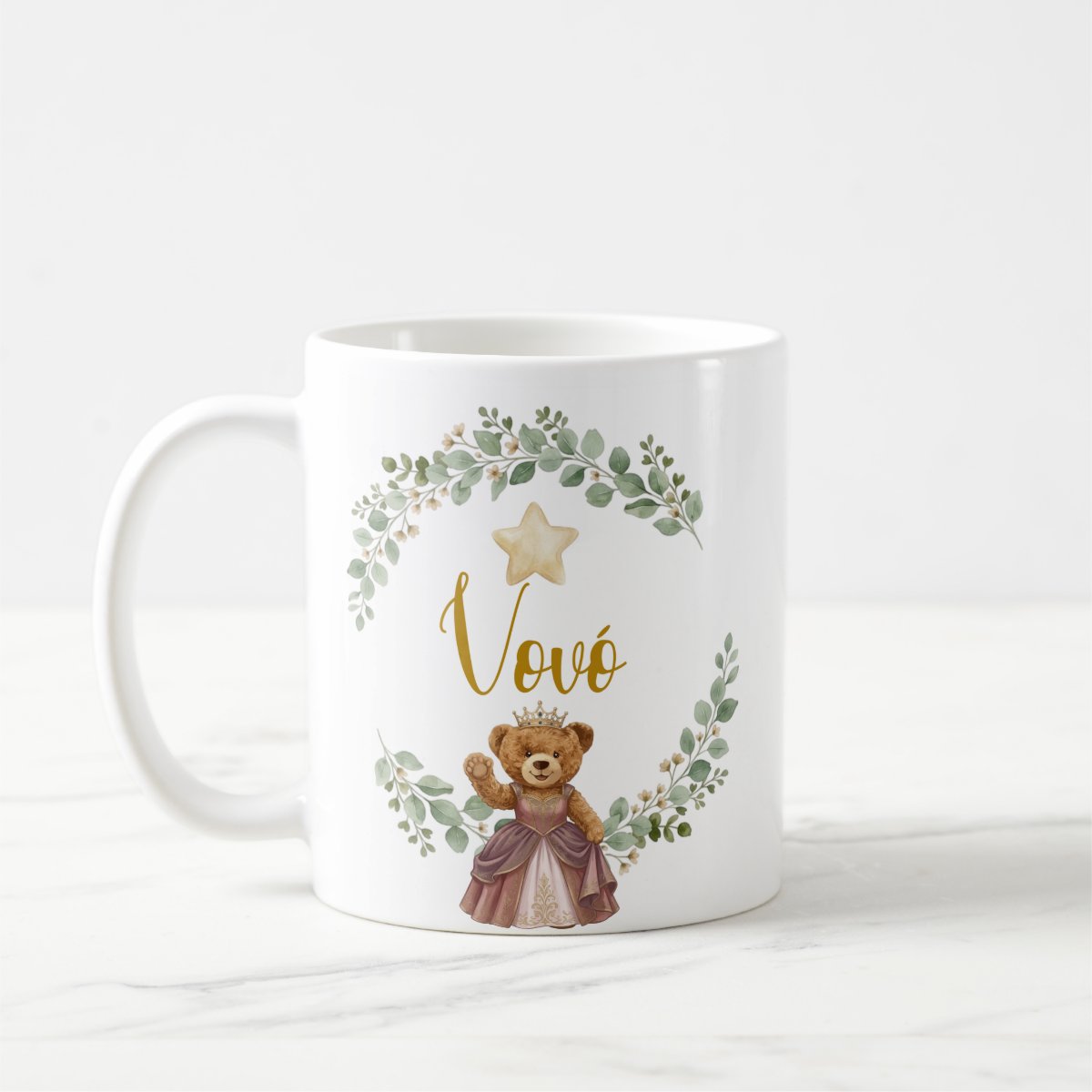 Caneca Ursa Princesa Avó Presente Dia das Mães Família Pronta Entrega