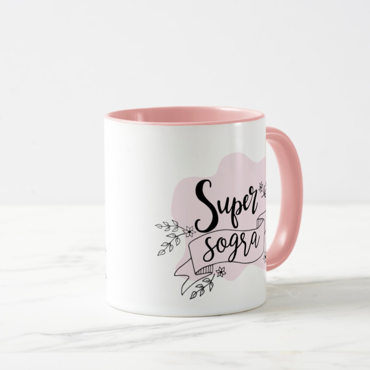 Caneca Rosa Presente Personalizado Aniversário Super Sogra