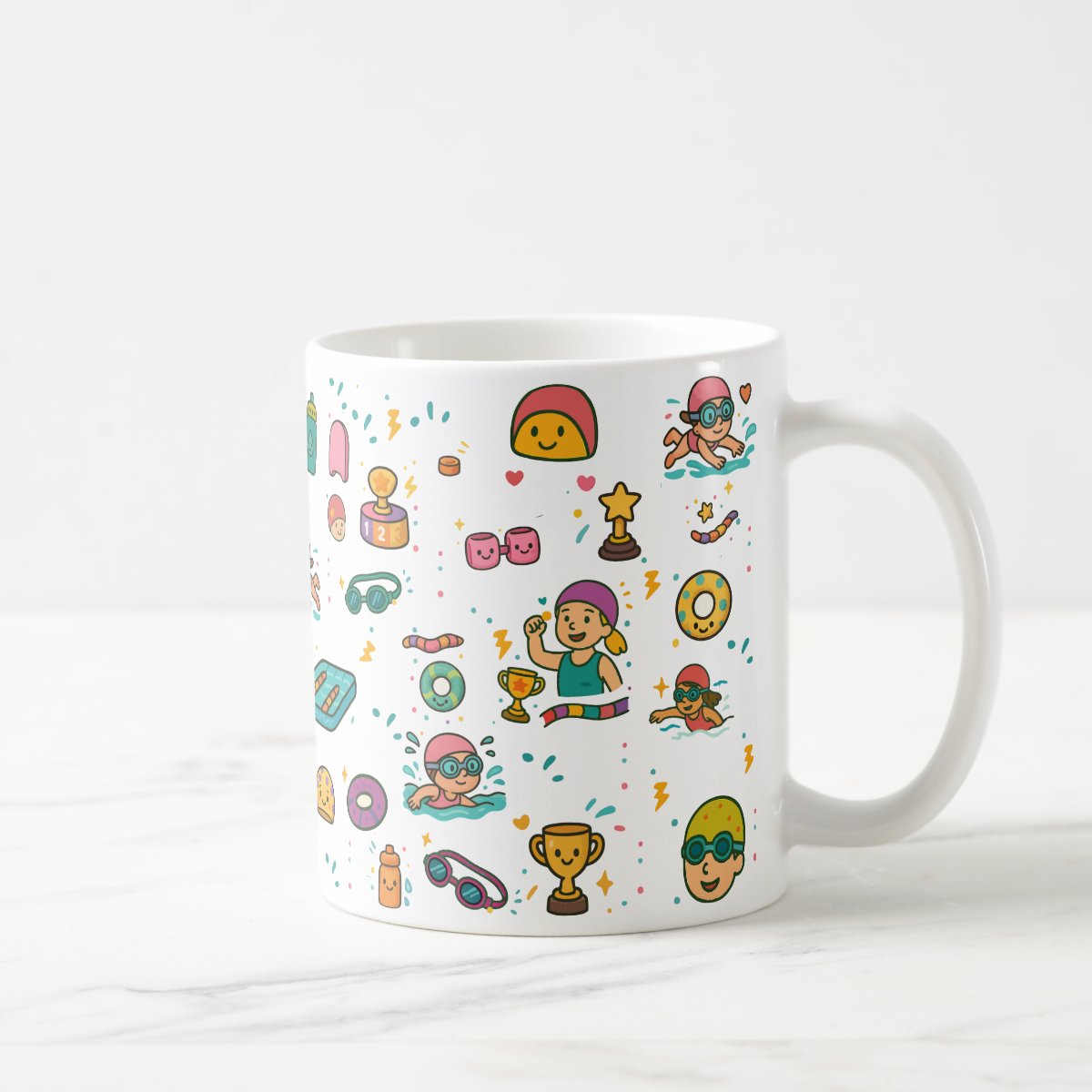 Caneca Infantil Personalizada Com Nome - Polimero Resistente Natação feminina