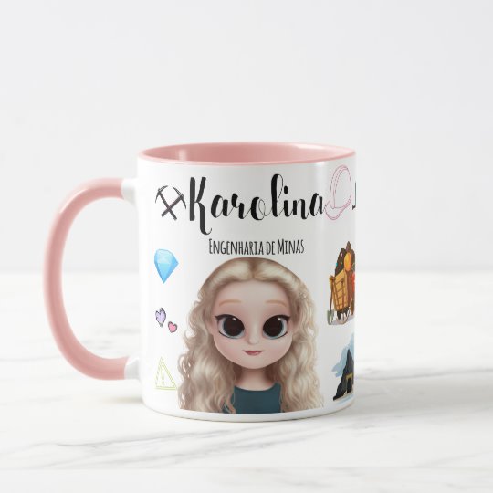Caneca Engenharia de Minas Engenheira com Avatar e Nome - Profissões (Engenheiro(a))