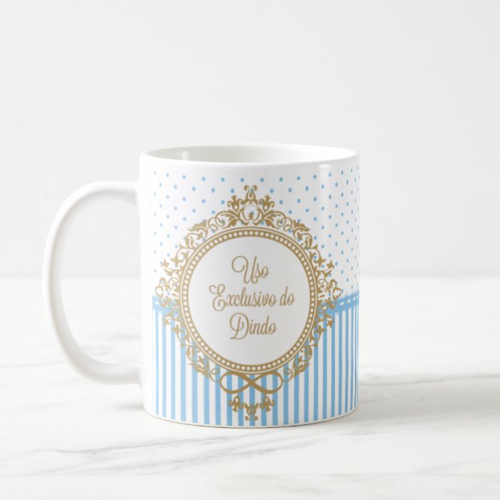 Kit 2 Canecas Uso Exclusivo Dindo e Dinda Batizado Azul Cla