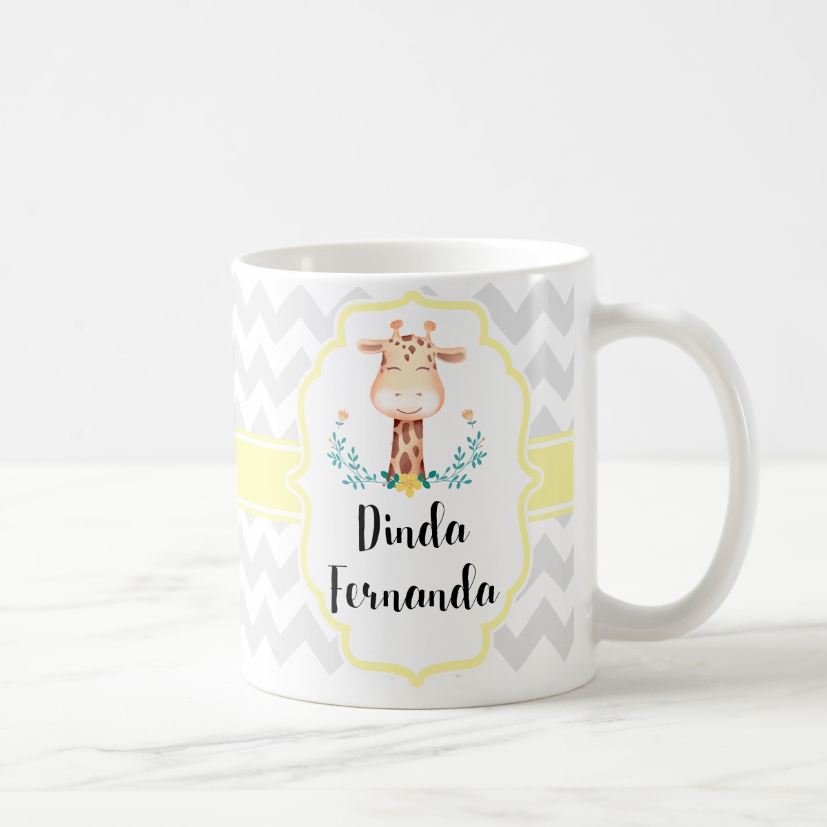 Caneca Selva Presente Madrinha de Batismo Convite Girafa