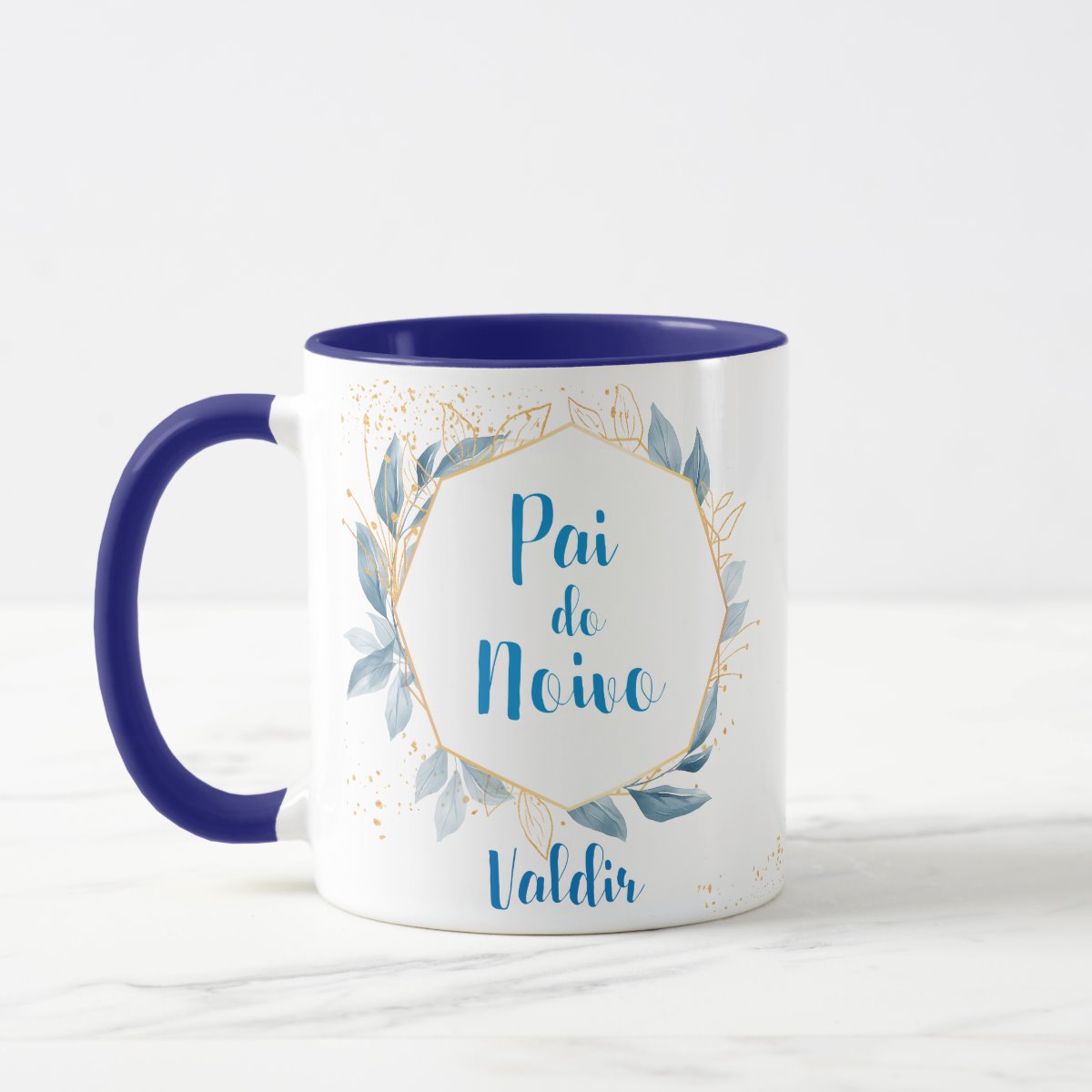 Caneca Casamento Azul Presente Pai Noivos Lembrança Familia