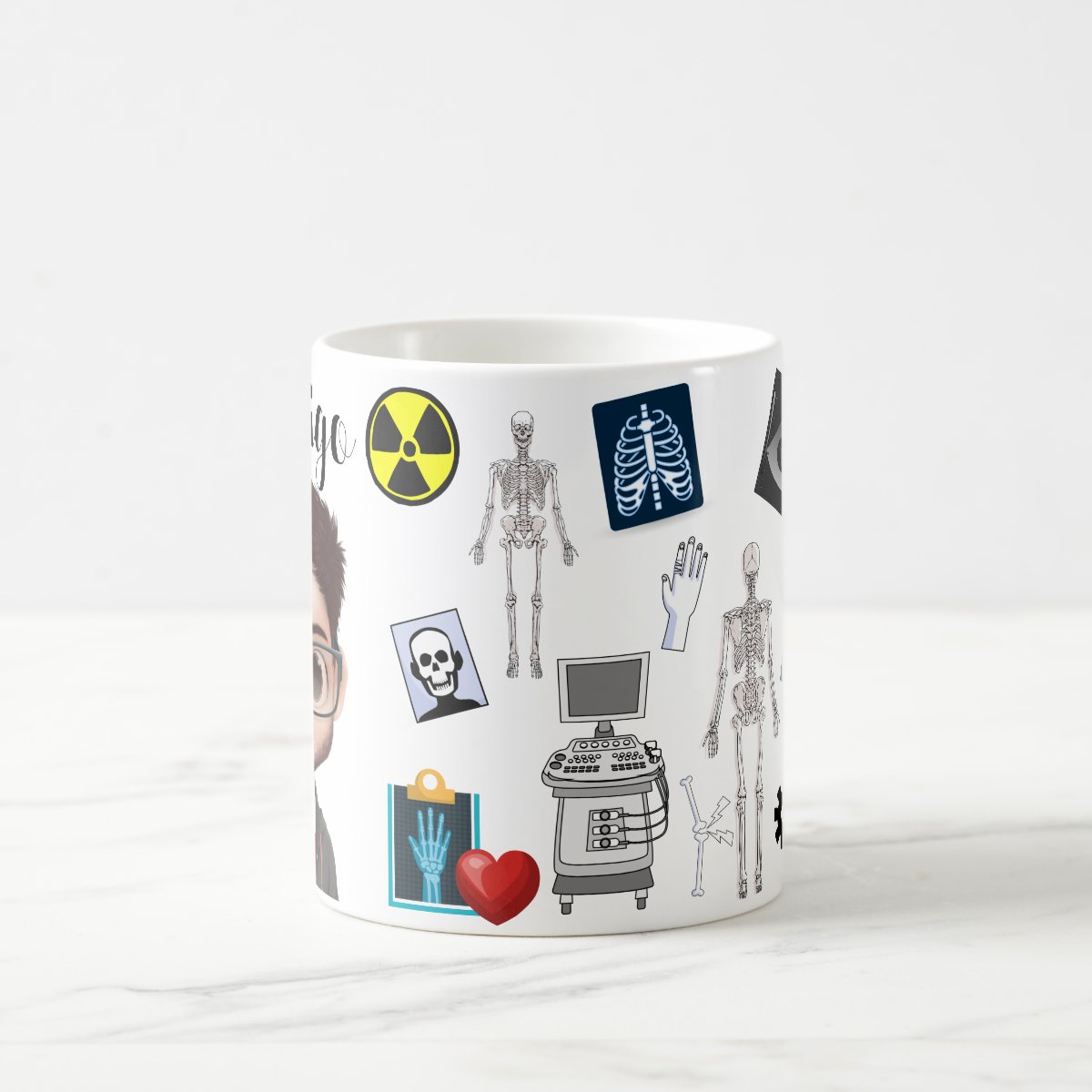 Caneca Radiologia Raio-X Personalizada com Nome e Avatar