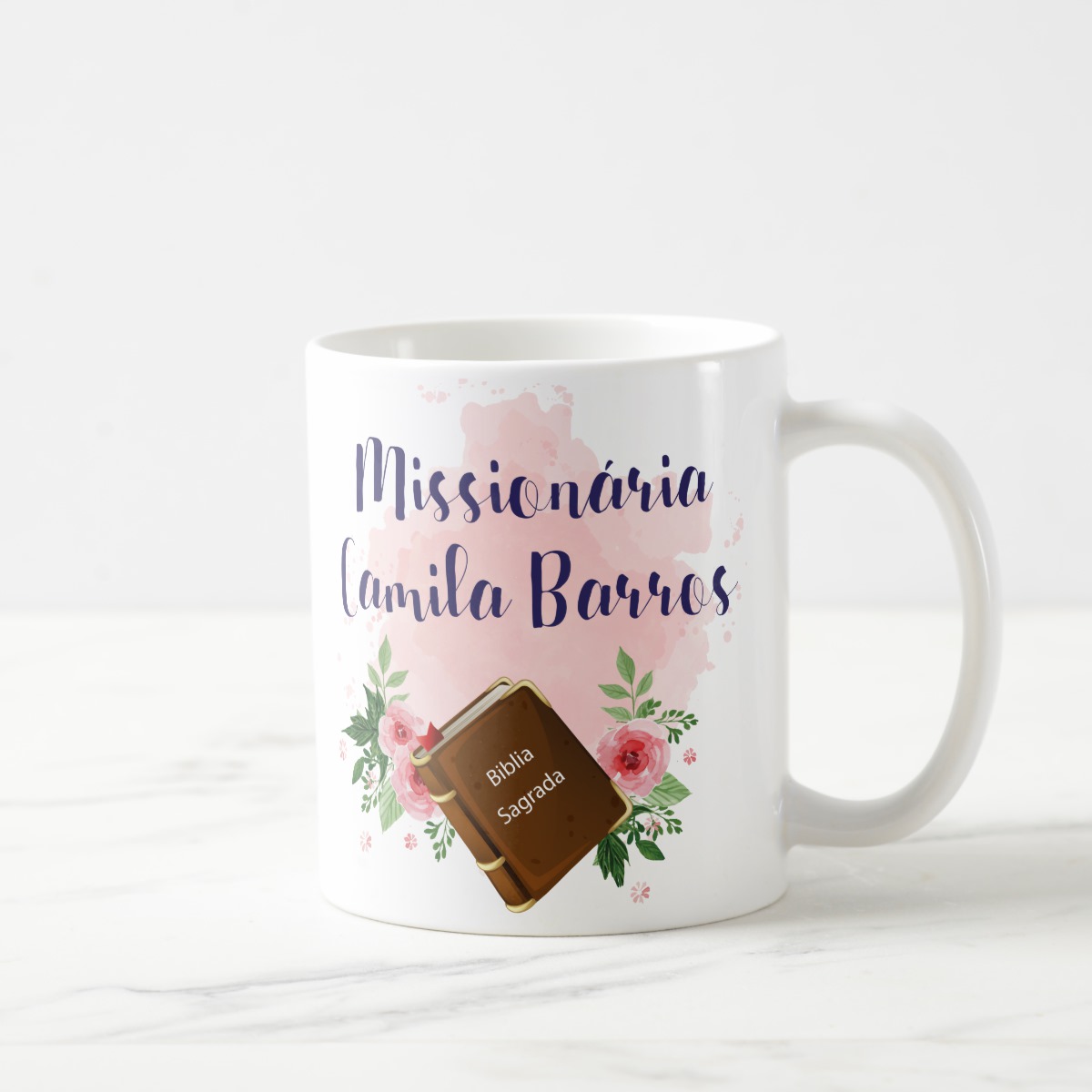 Caneca Biblica Presente com Nome e Biblia para Mulher