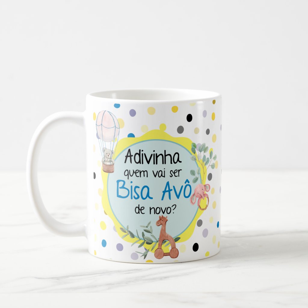Caneca Presente Revelação Gravidez Vai Ser Bisavô de Novo - Anúncio de Gravidez (Bisavô)