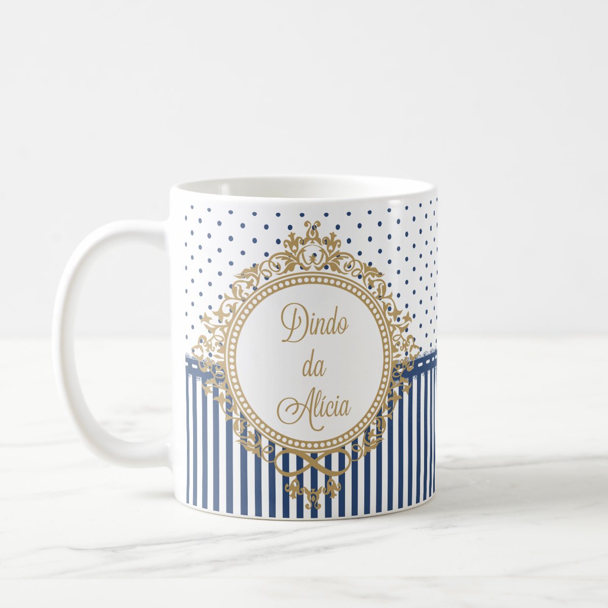 Caneca Batizado Presente Padrinho Brasão Nome Personalizado