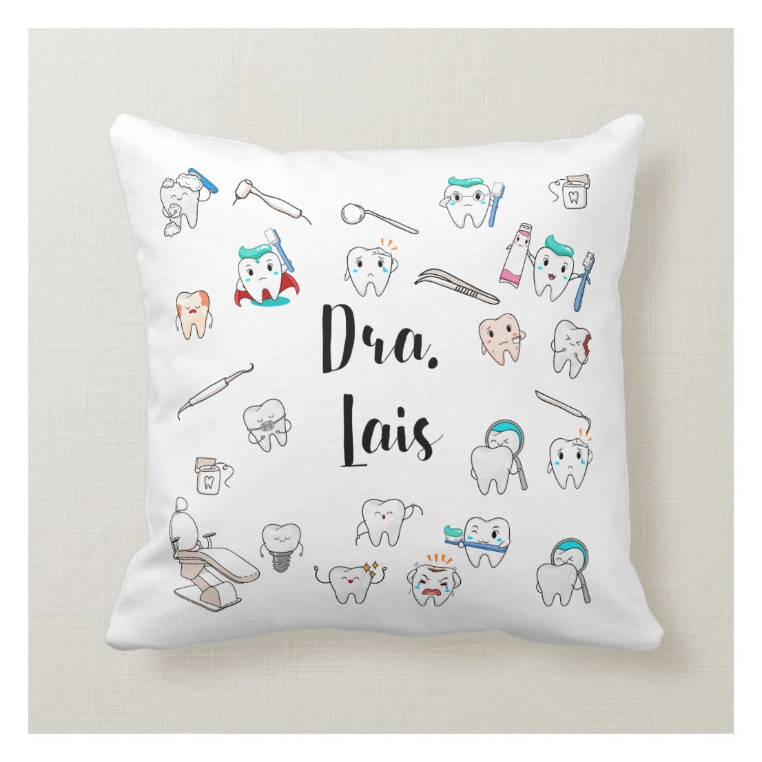 Almofada Decoração Personalizada Odontologia com Nome