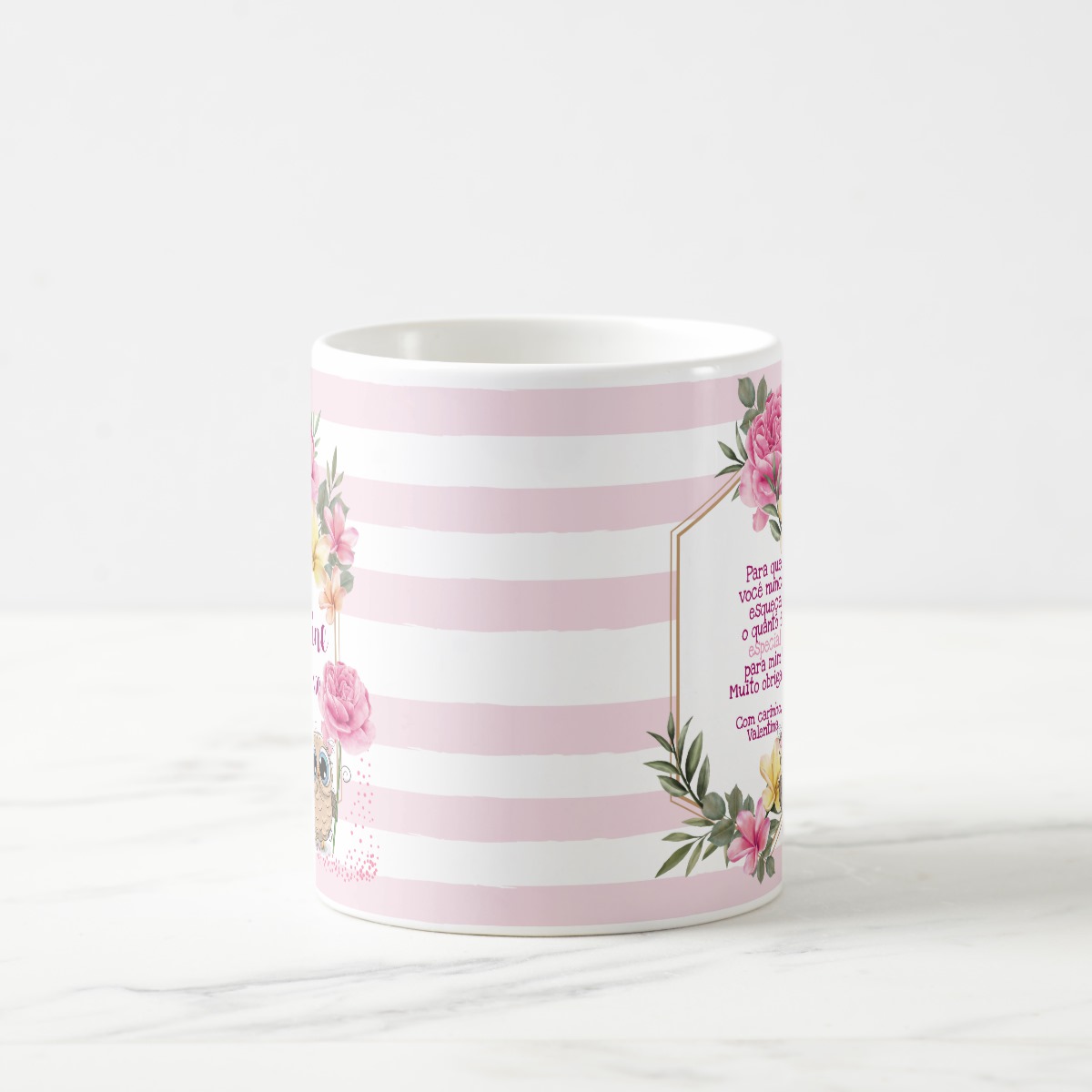 Caneca Professora Feliz Dia Do Professor Floral Com Carinho