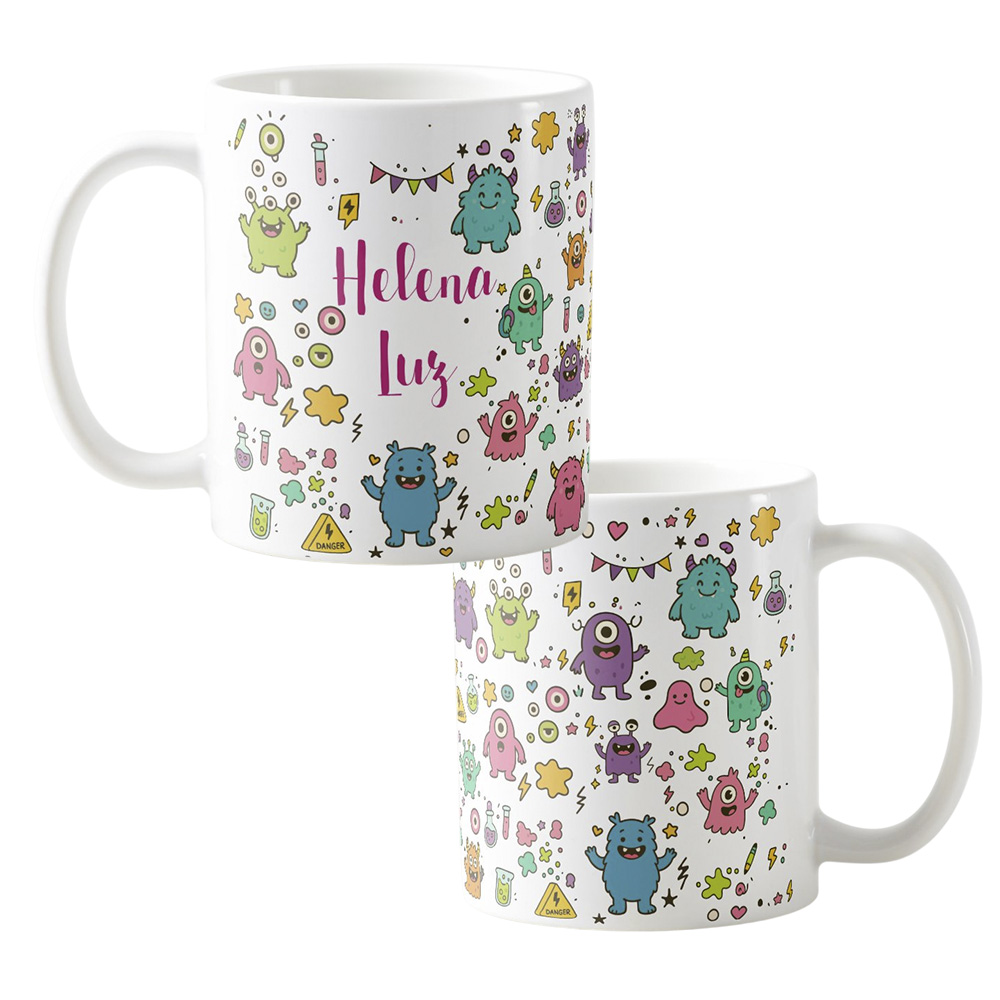 polimero plastico monstrinhos caneca infantil