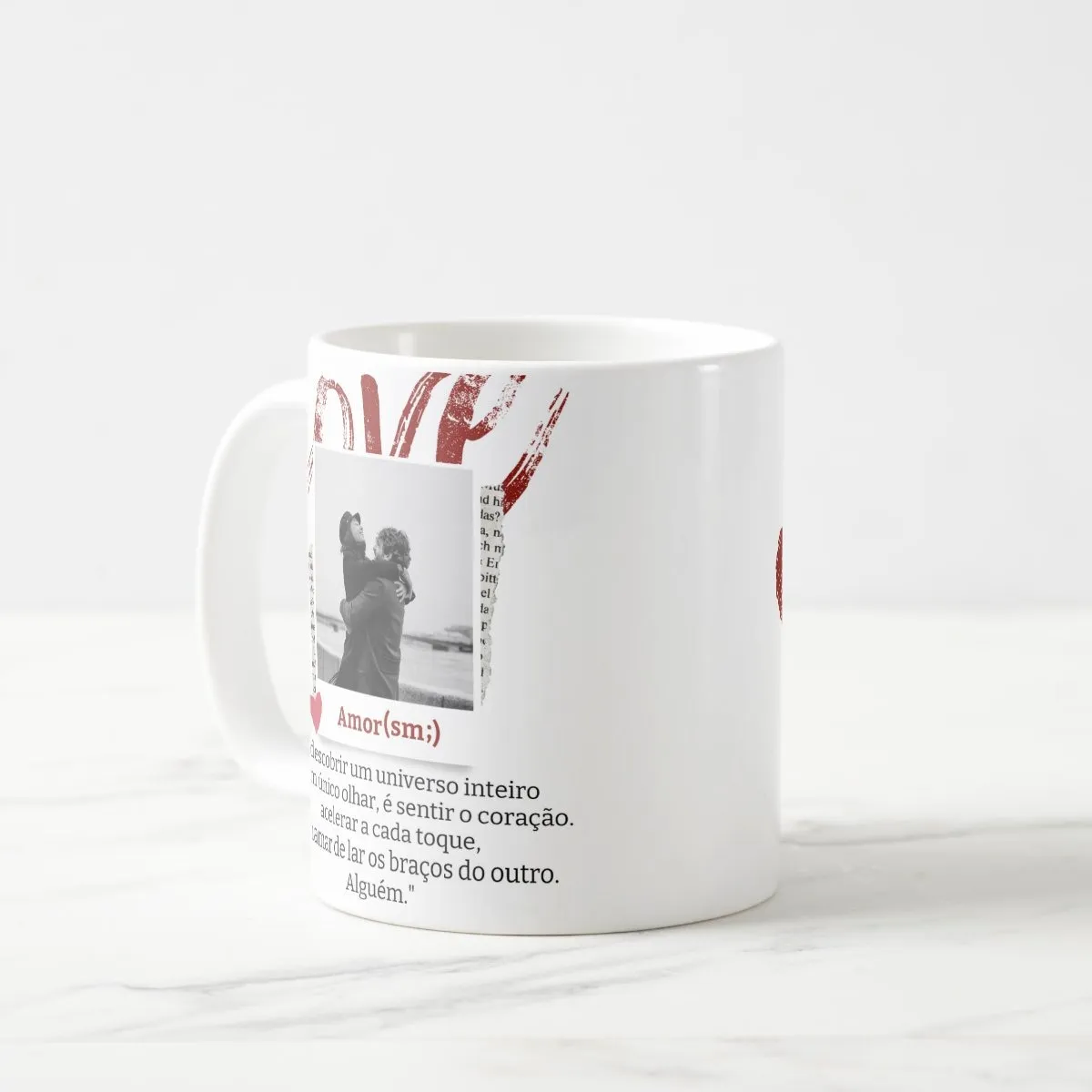 Kit Almofada E Caneca Casal Romântico Presente Namorados Branco Amor
