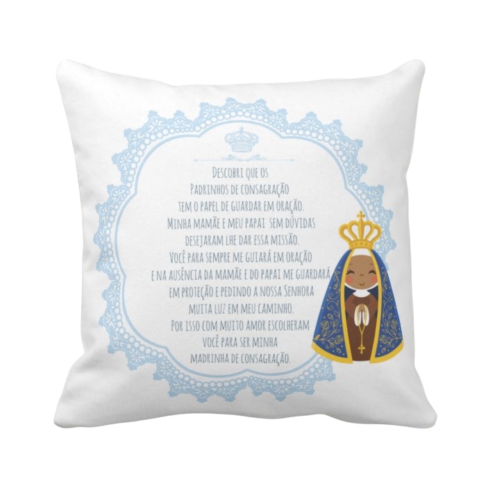 Almofada Decorativa Convite Madrinha de Consagração Batizado - Batizado (Madrinha de Consagração)