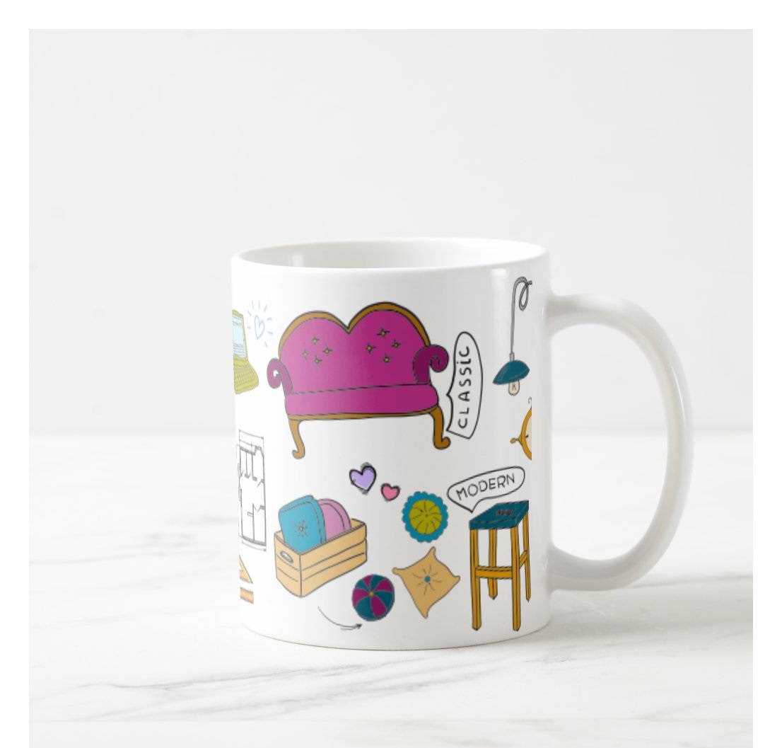 Caneca Personalizada Criativa Design de Interiores com Nome