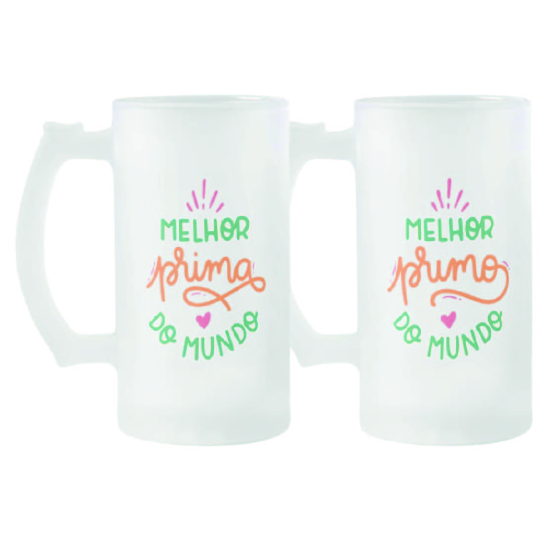 Kit 2 Copos de Cerveja Chopp para Presentear Primo e Prima - Família (Primo(a))