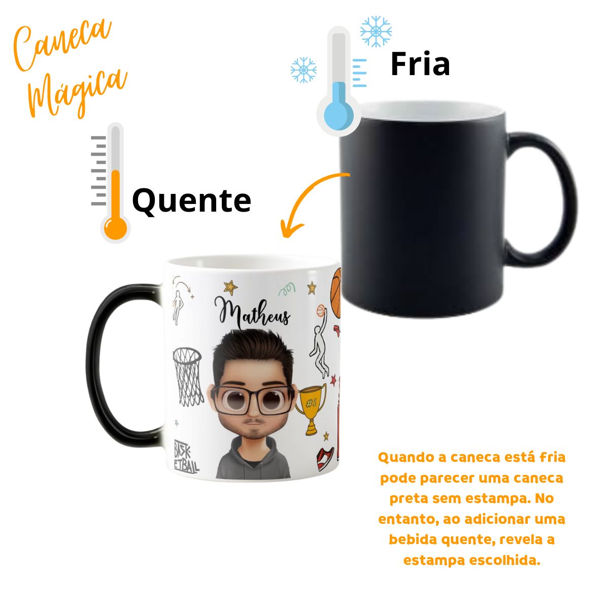 Caneca Mágica Divertida Presente para Treinador de Basquete