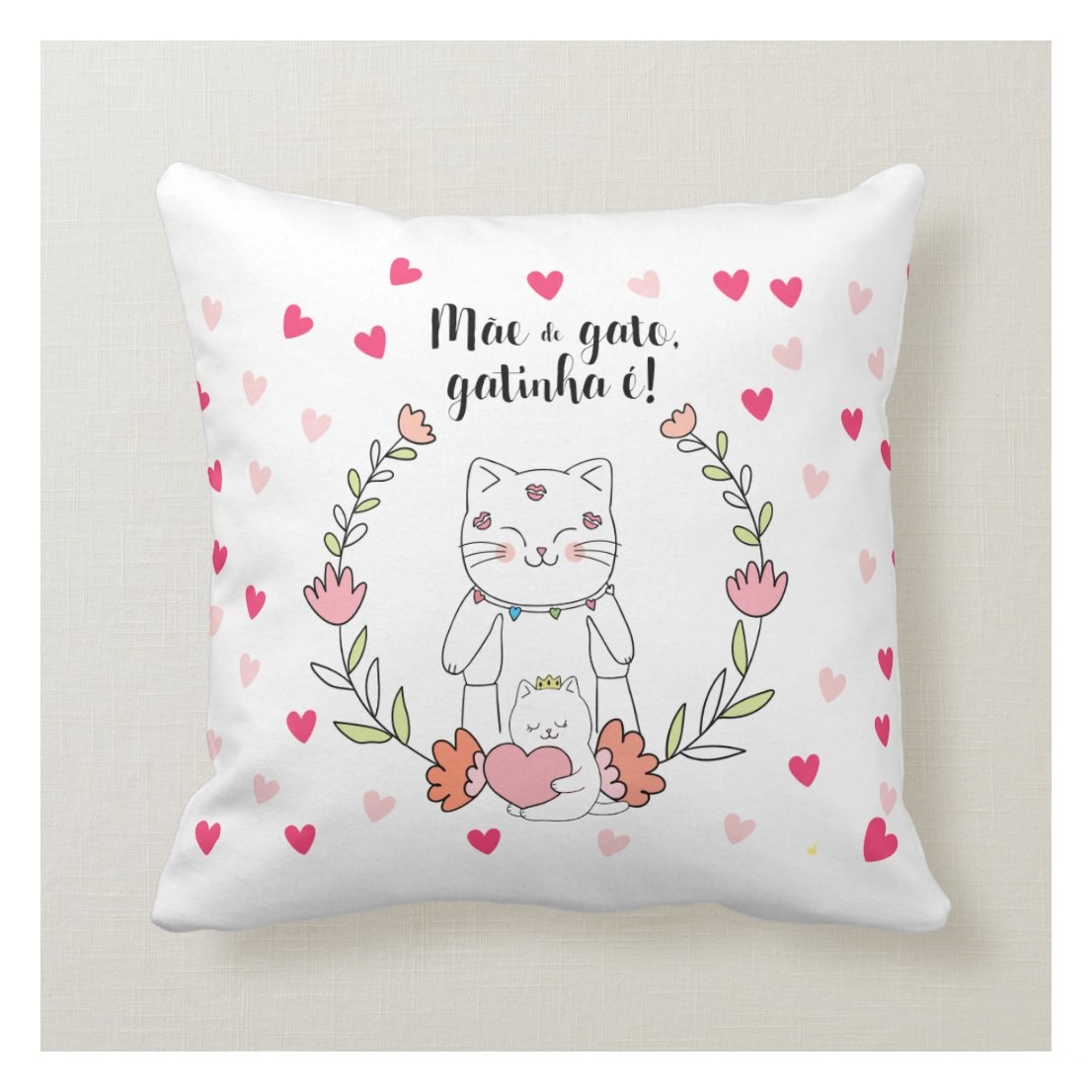 Almofada Personalizada Pet Com Frase Mãe De Gato Gatinha É