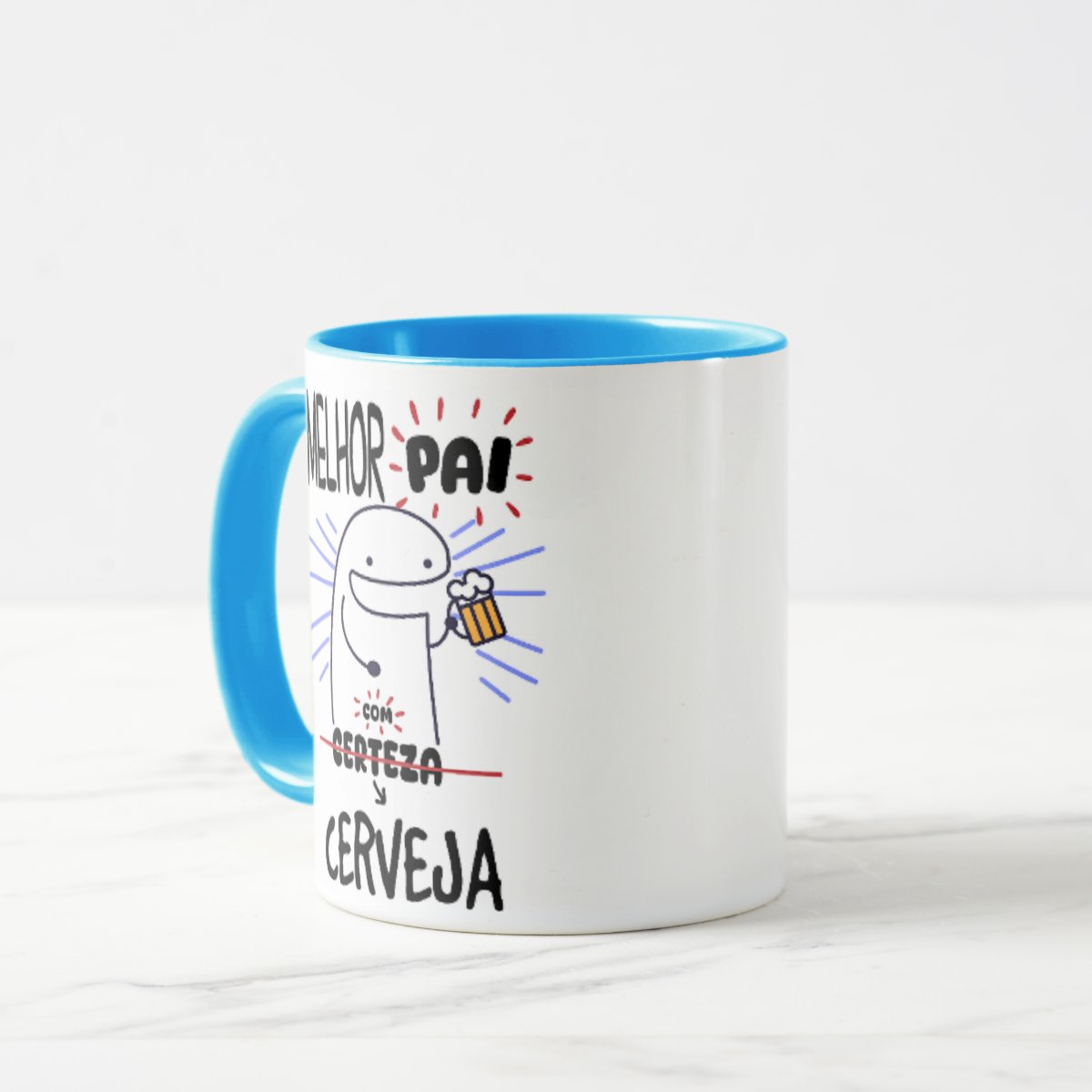 Caneca Personalizada Divertida Paizão Melhor Pai com Cerveja