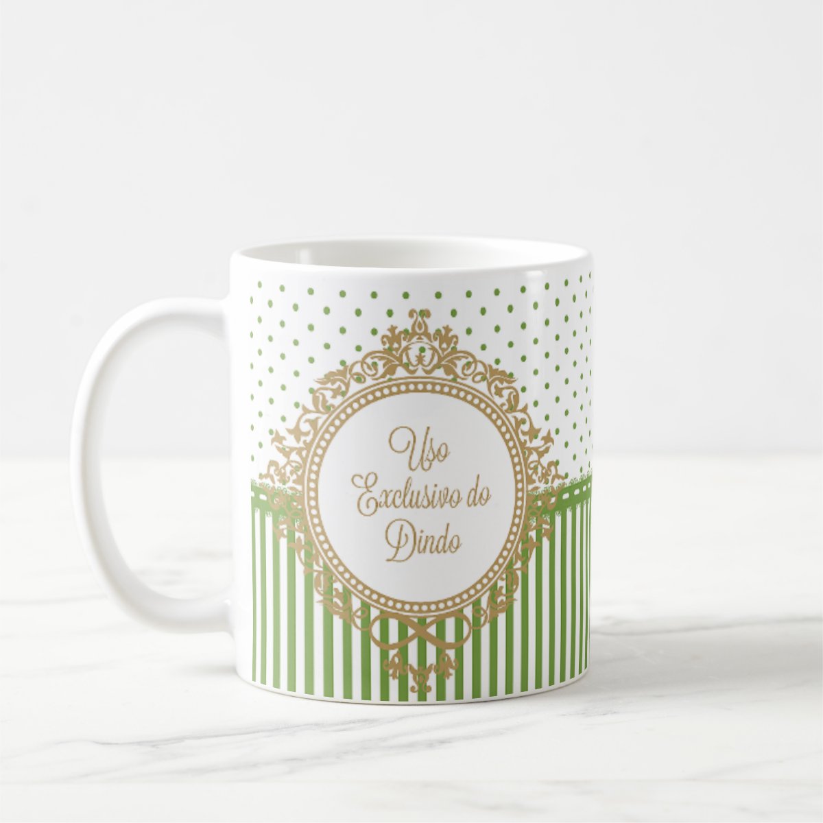 Kit 2 Canecas Uso Exclusivo Dindo e Dinda Batizado Verde Cla