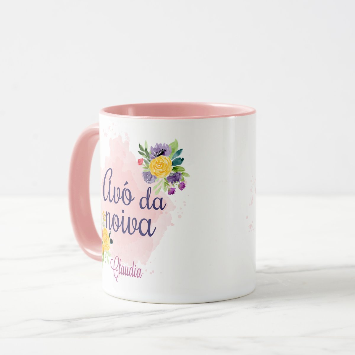 Caneca Personalizada Criativa Avó da Noiva Casamento Floral