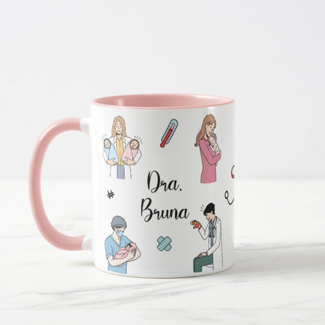 Caneca Presente Personalizado com Nome Pediatra Pediatria