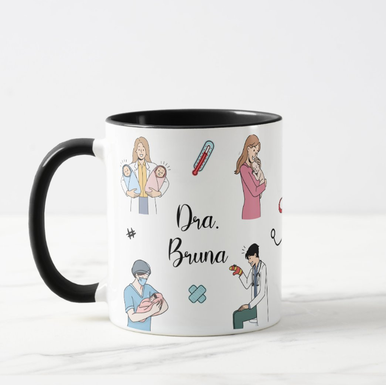 Caneca Presente Especial com Nome para Médico Pediatra - Profissões (Medicina)