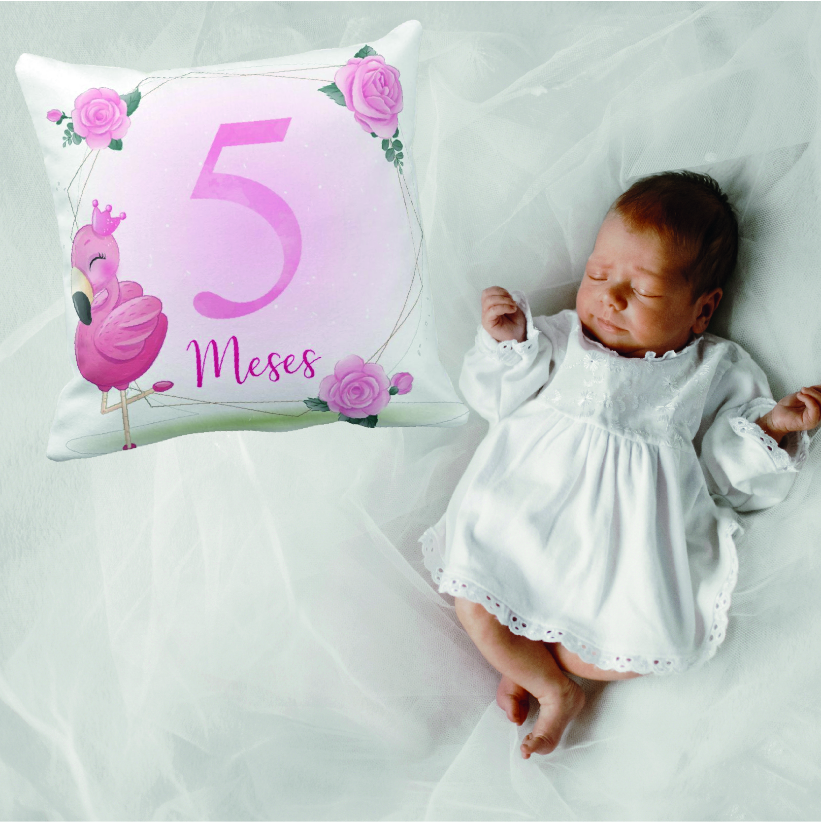 Almofada Mesversário Bebê Menina Infantil Mês 5 Safari Baby
