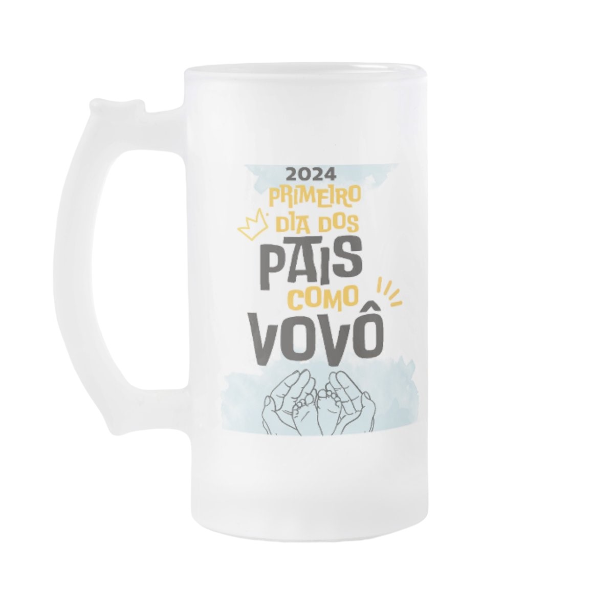 Copo de Cerveja Personalizado Primeiro Dia dos Pais Como Avô - Família (Avó/Avô)