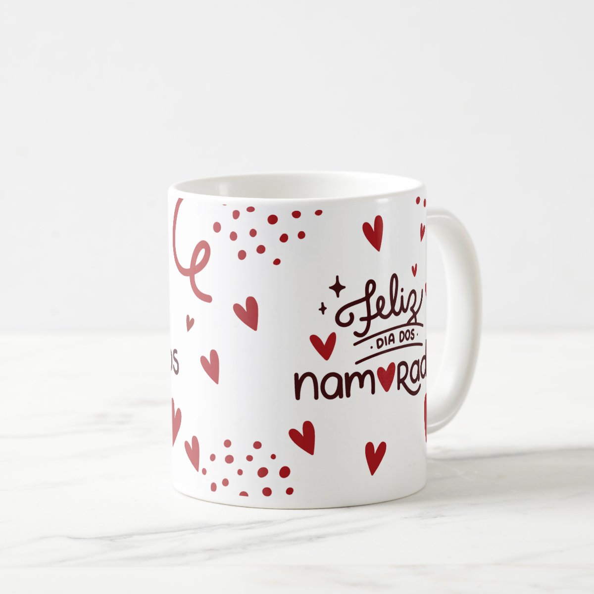 Caneca Personalizada com Corações Casal Dia dos Namorados