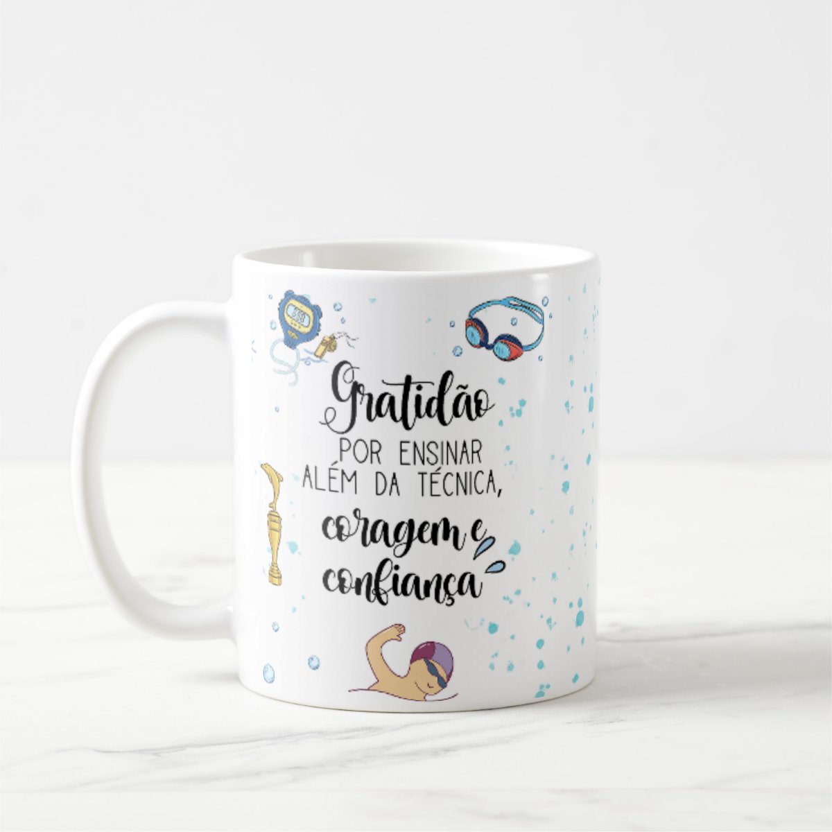 Caneca Personalizada Natação Lembrança Mimo Dia Professor