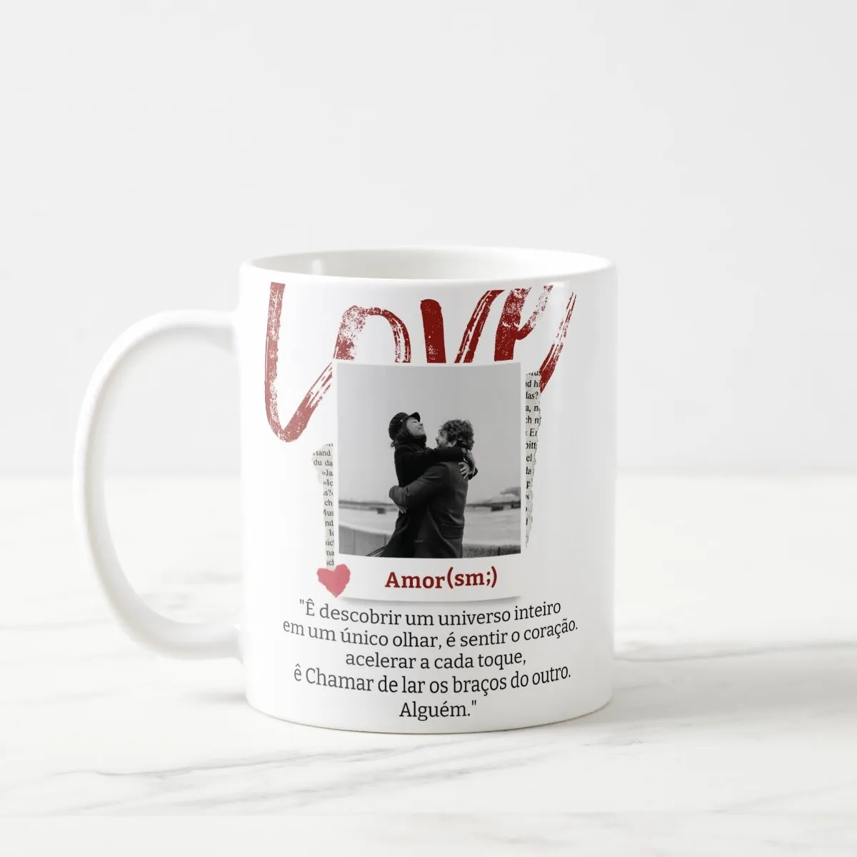 Kit Almofada E Caneca Casal Romântico Presente Namorados Branco Amor