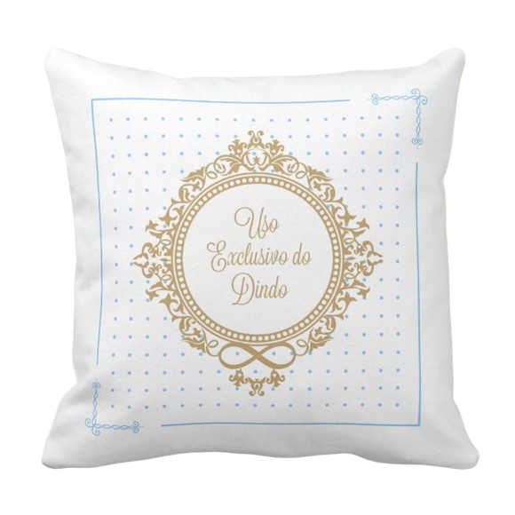 Almofada Decorativa Brasão Uso Exclusivo do Dindo Azul - Batizado (Batizando(a))