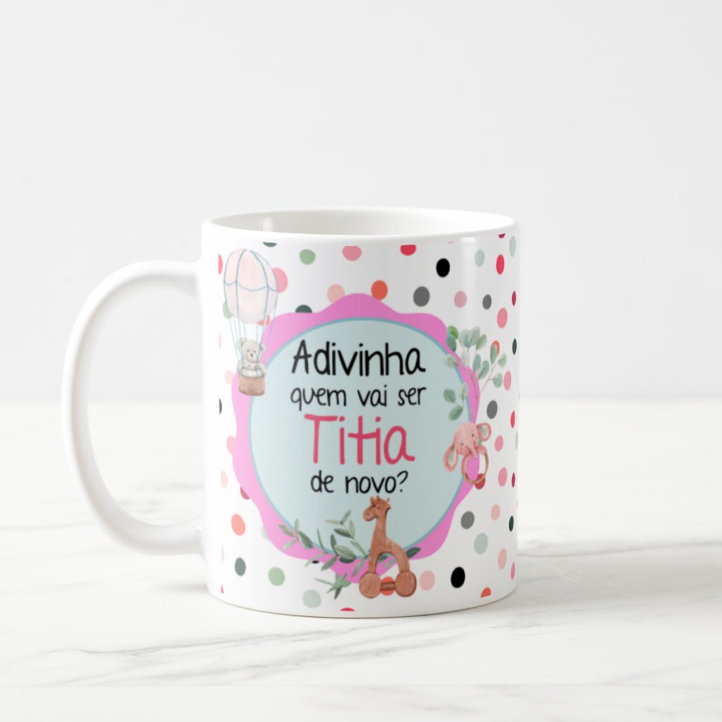 Caneca Presente Anúncio de Gravidez Vai Ser Titia de Novo