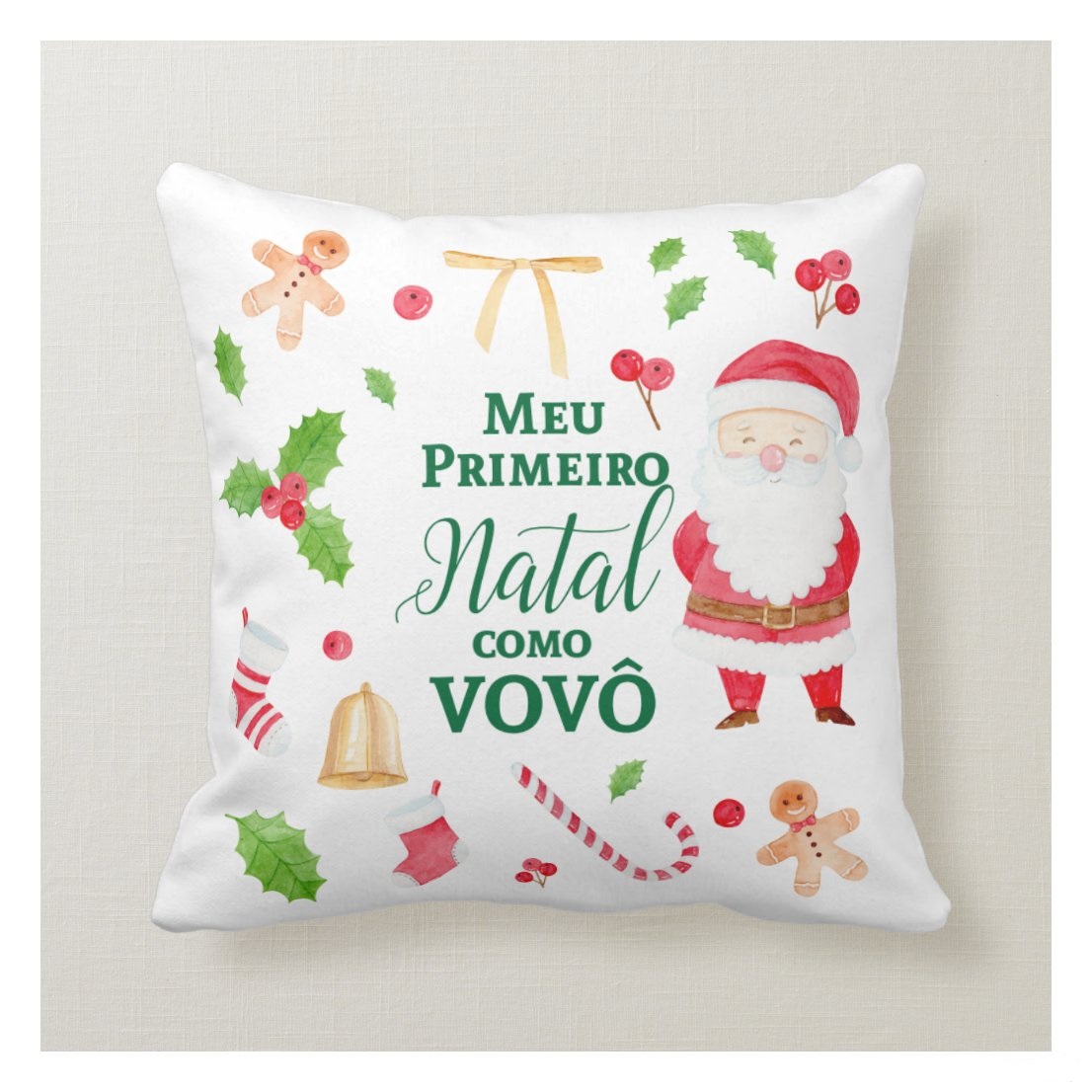 Almofada Decoração Presente Primeiro Natal Como Avó Vovó - Família (Avó/Avô)