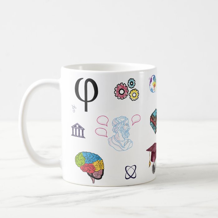 Conjunto Divertido de Almofada Decorativa e Caneca Filosofia