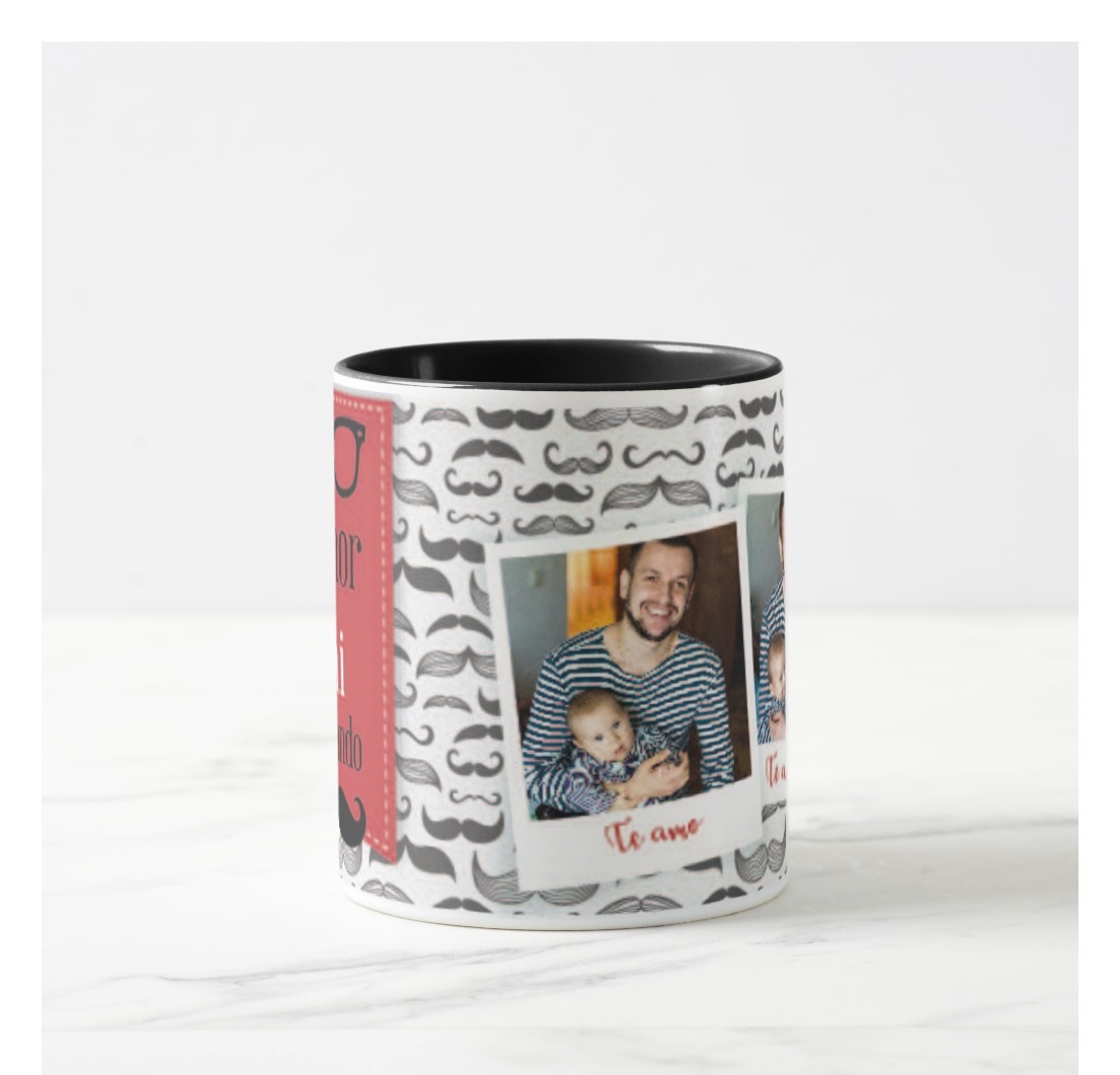 Caneca para Pai Café com Amor e Alegria, Presente com Foto