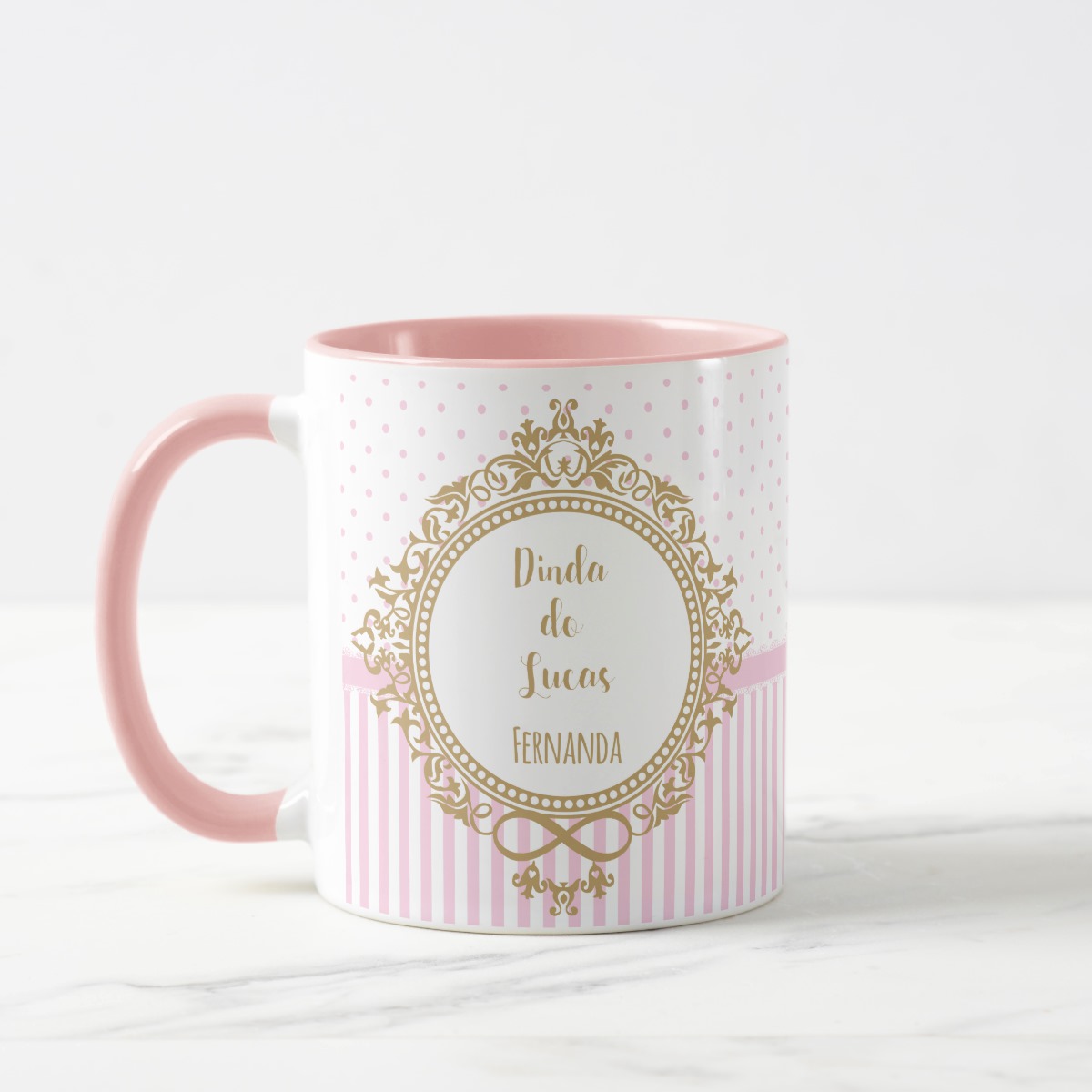 Caneca Presente Madrinha Dinda Batizado Crisma Brasão Nomes
