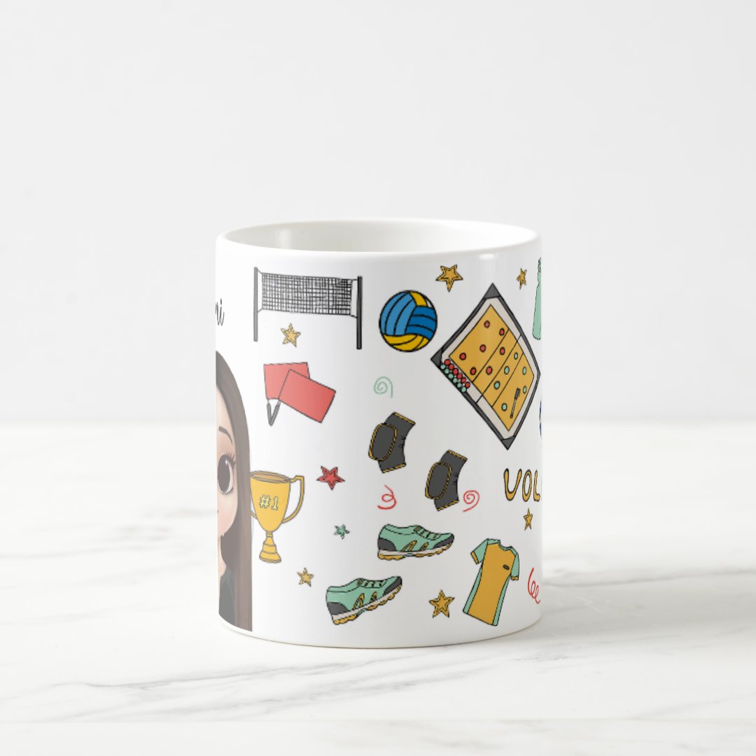 Caneca Esporte Voleibol Presente Personalizada Com Avatar