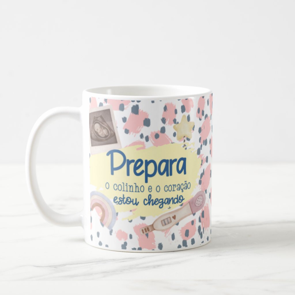Caneca Presente Personalizado Revelação De Gravidez - Anúncio de Gravidez (Família/Geral)