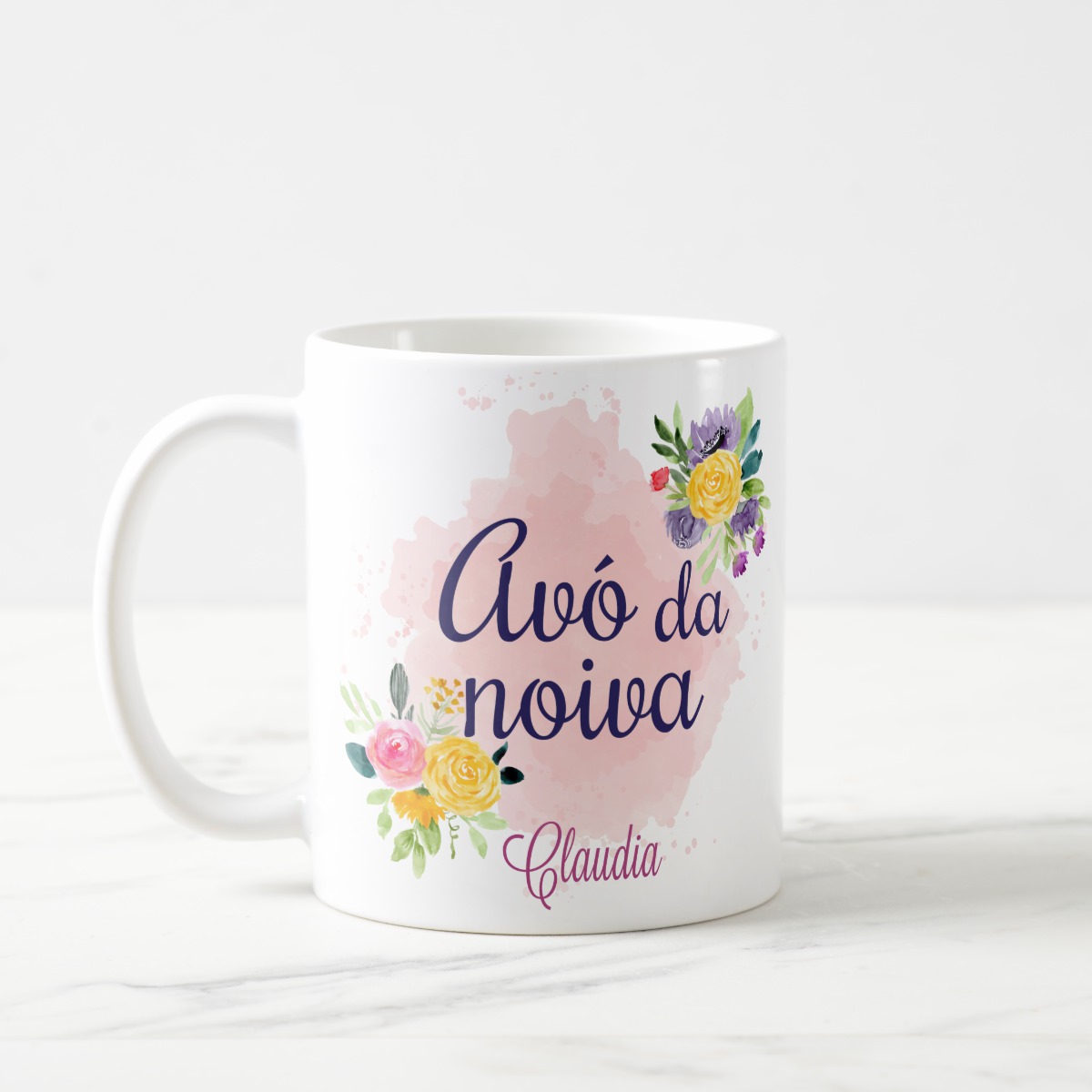 Caneca Personalizada Criativa Avó da Noiva Casamento Floral