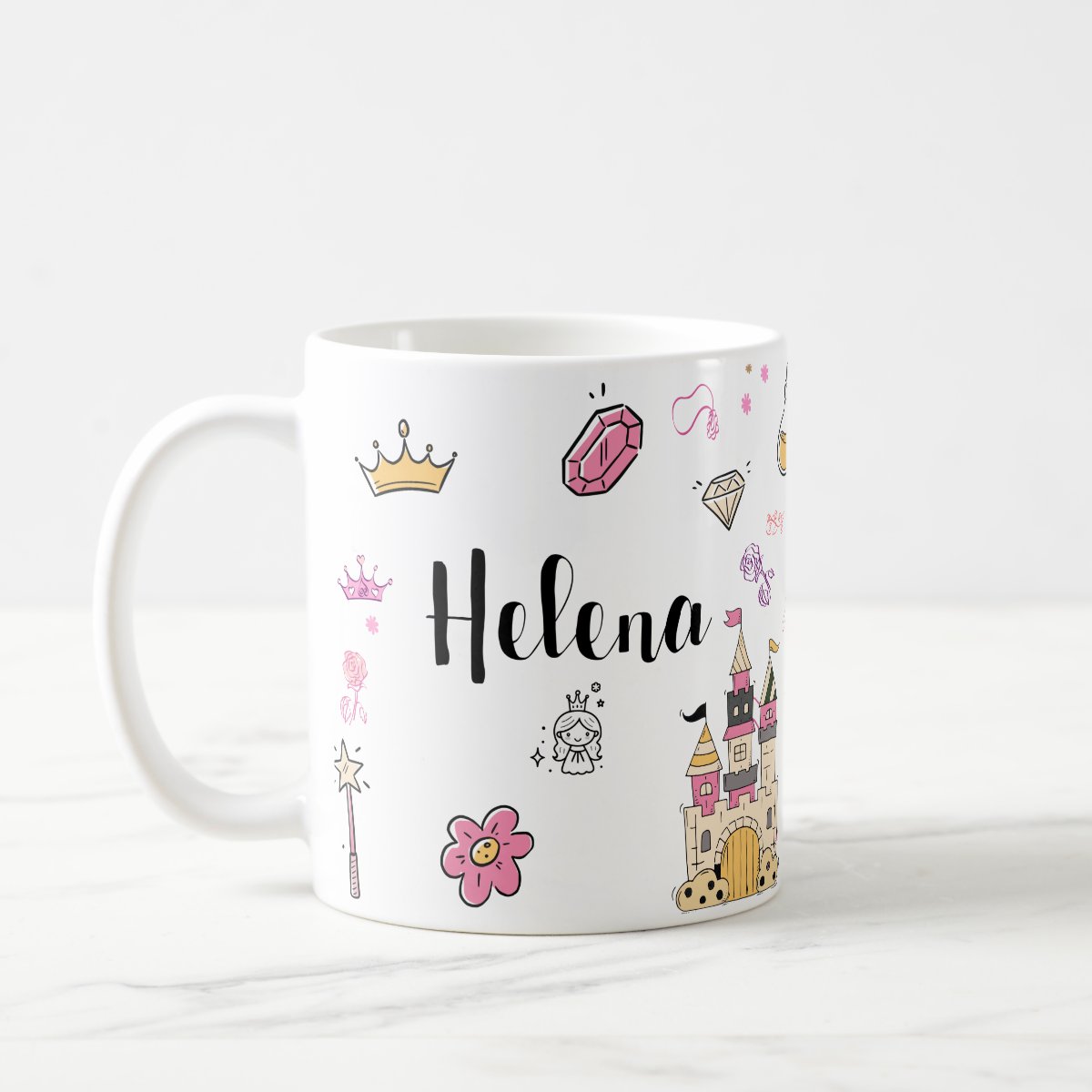 Caneca Polimero Infantil Personalizada com Nome Princesas
