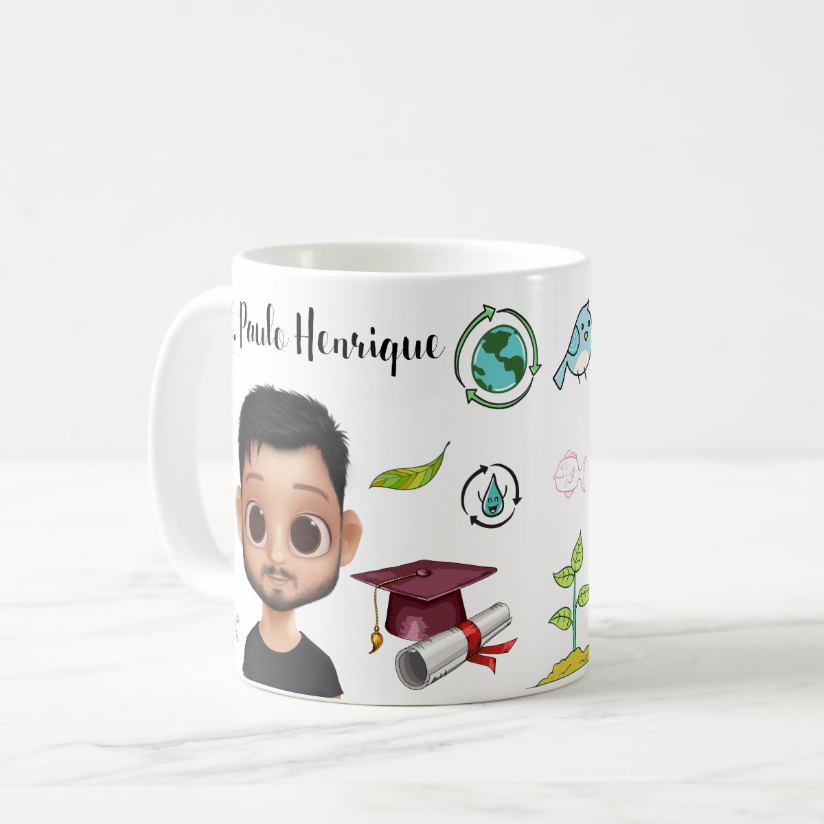 Caneca Professor Biologia Presente Personalizada Com Avatar