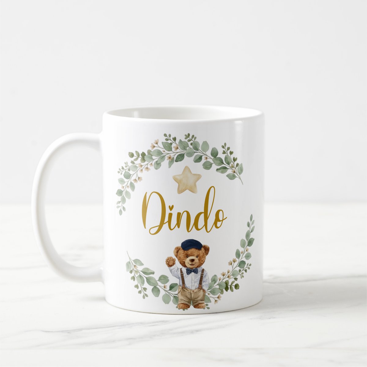 Caneca Dindo Urso Príncipe Presente Família Cerâmica