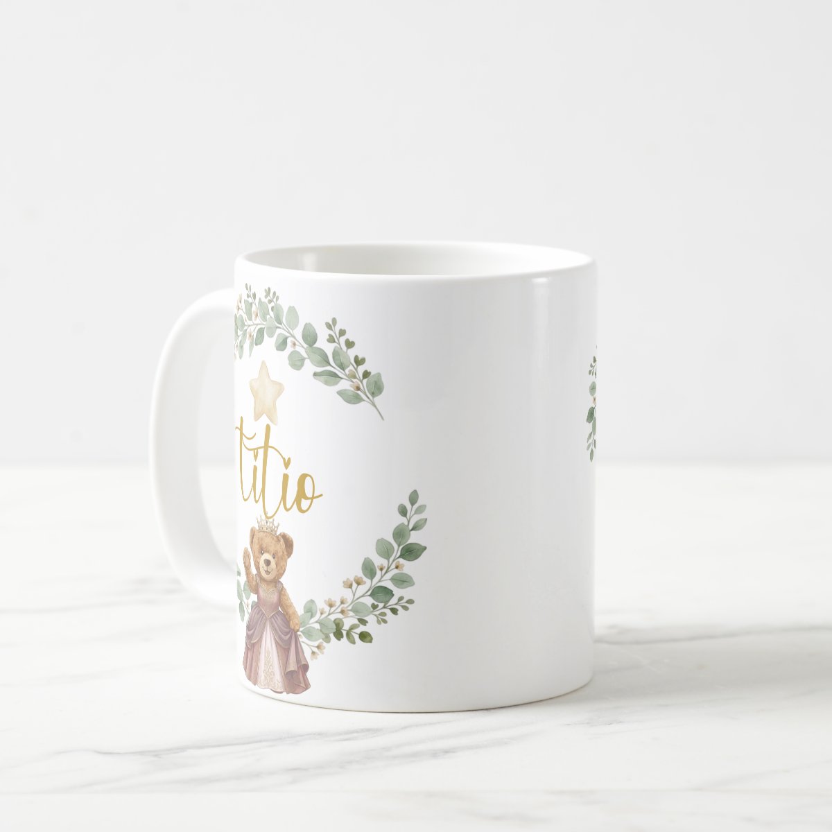 Caneca Ursa Princesa Tio Presente Família Pronta Entrega