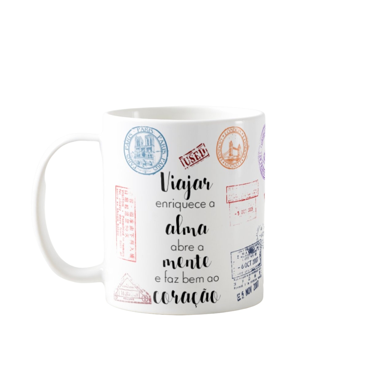 Caneca Personalizada Turismo Frase Viajar Enriquece a Alma - Hobbies (Viajante)