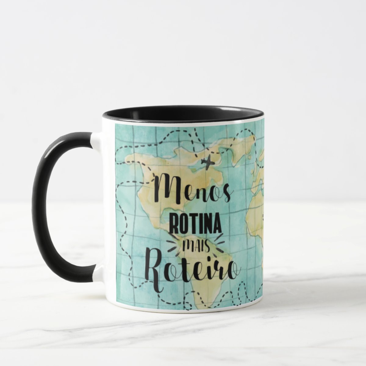 Caneca Viajantes Frase Viagem Menos Rotina Mais Roteiro