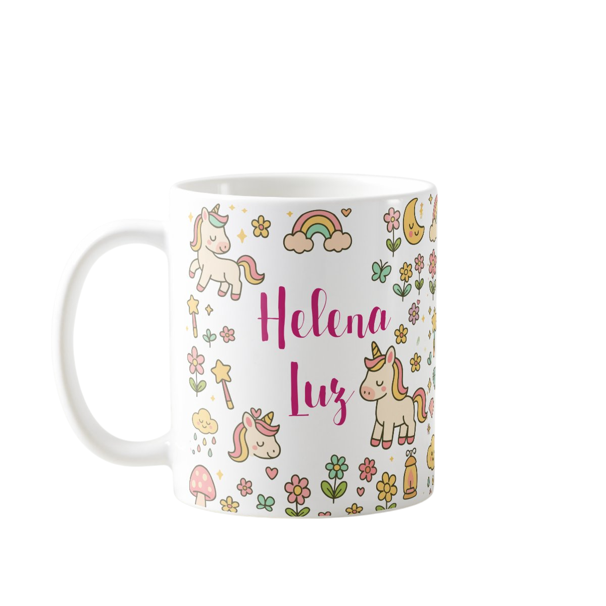 Caneca Infantil Personalizada Com Nome - Polimero Resistente Unicornio