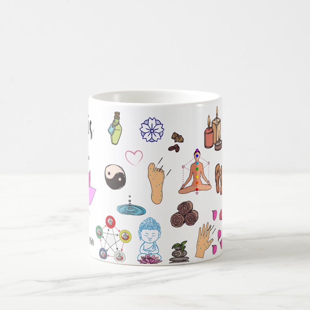 Caneca Personalizada Criativa de Acupuntura com Nome Branca