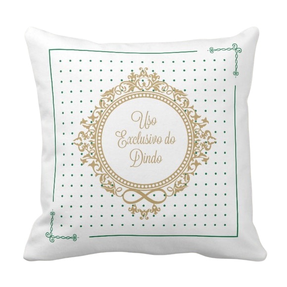 Almofada Decorativa Brasão Uso Exclusivo do Dindo Verde - Batizado (Batizando(a))