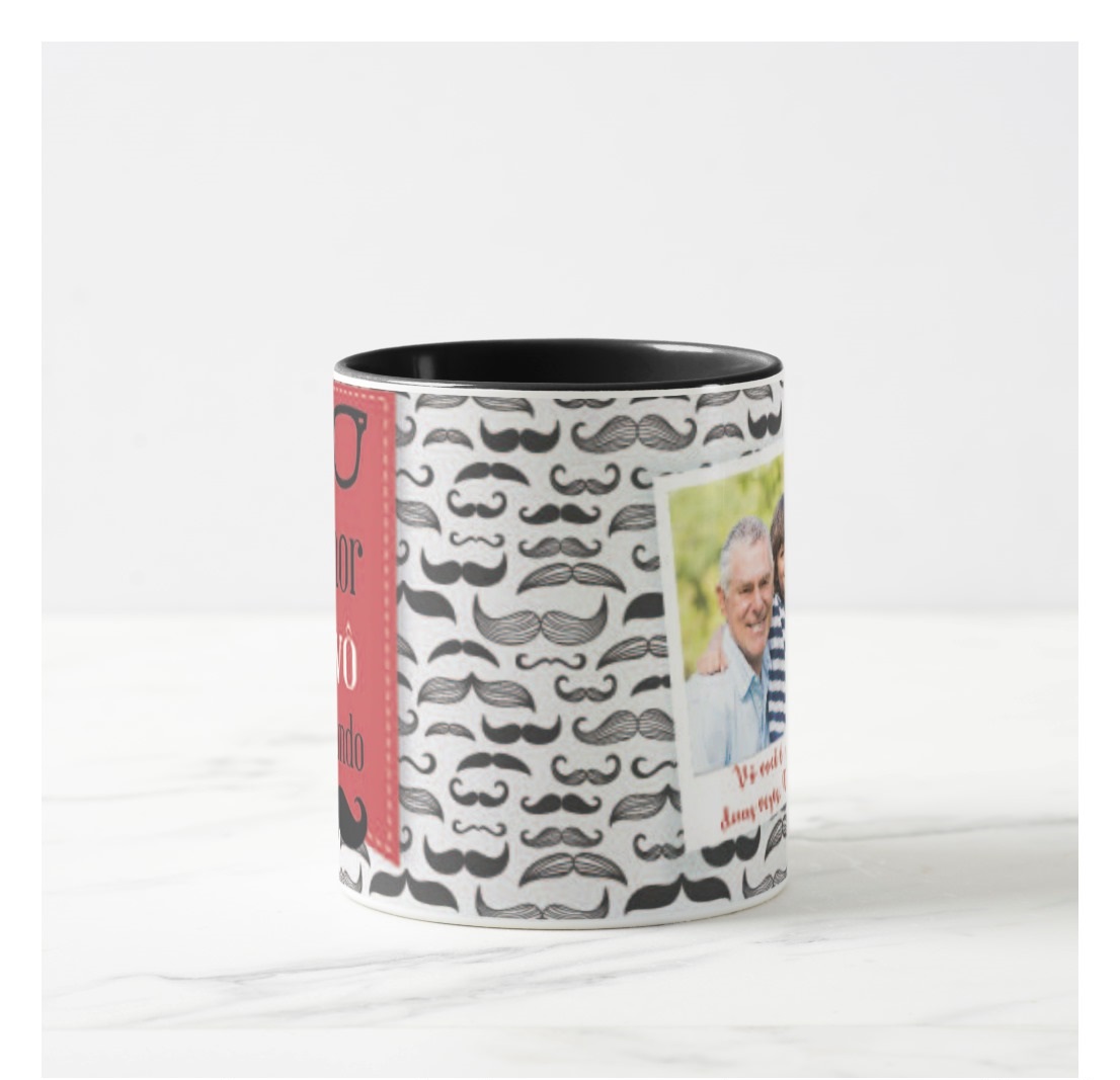 Caneca Avô Café com Amor e Alegria, Presente com Foto