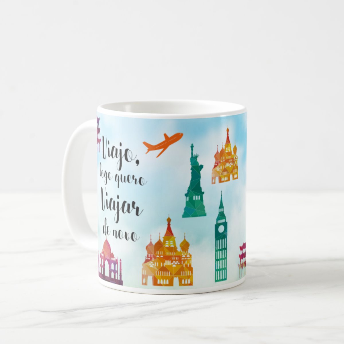 Caneca Personalizada Turismo Frase Quero Viajar de Novo